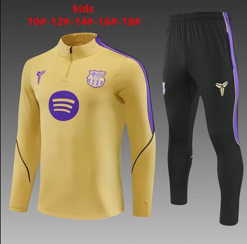 Kids Barcelona 26/27 Tracksuit - Yellow/Purple